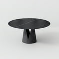 thumbnail image 4 of POVISON 47"Modern Round Black Dining Table for 4,Matte Sintered Stone Tabletop, Black Carbon Steel Base, 4 of 6