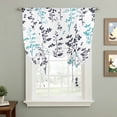 thumbnail image 2 of Aqua Grey Botanical Balloon Curtains for Windows, Bedroom Curtains 54 Inch Length, Watercolor Spring Floral Summer Leaf Tie Up Curtains Panels Thermal Insulated Bathroom Curtains Window 42"x54", 2 of 8