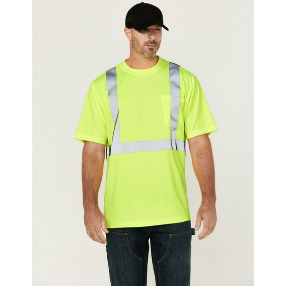 Hawx Work Gear Men's Hi-Vis Reflective Short Sleeve Work T-Shirt Big Yellow 4X