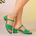 thumbnail image 5 of Lenago Women's Open Toe Chunky Heel Sandals Ankle Strap Platform Slides Summer Casual Walking Shoes Comfortable Fashionable Summer Vacation Green 8.5, 5 of 9