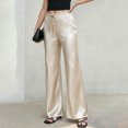 thumbnail image 6 of Levmjia Women's Satin Wide Leg Pants High Waisted Lounge Pants with Pockets Adjustable Drawstring Casual Trousers for Evening, 6 of 7