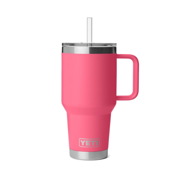 Taza YETI Rambler de 1 litro con pajita 2.0 aislante, color rosa tropical
