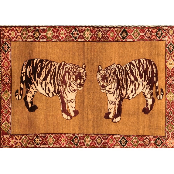 Ahgly Company Indoor Rectangle Persian Orange Traditional Area Rugs, 4' x 6'