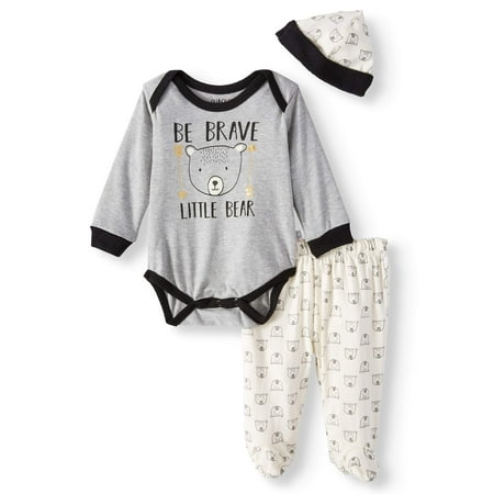 Baby Boys' Bodysuit, Pants and Cap or Bib, 3-Piece Outfit Set