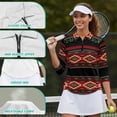 thumbnail image 6 of Uorisanigo Geometric Tribe Womens Moisture Wicking Casual Tennis Activewear Size S Versatile Fashionable Long Sleeve Golf Polo Shirts with 1/4 Zipper Casual Outing Wear Pullover, 6 of 7