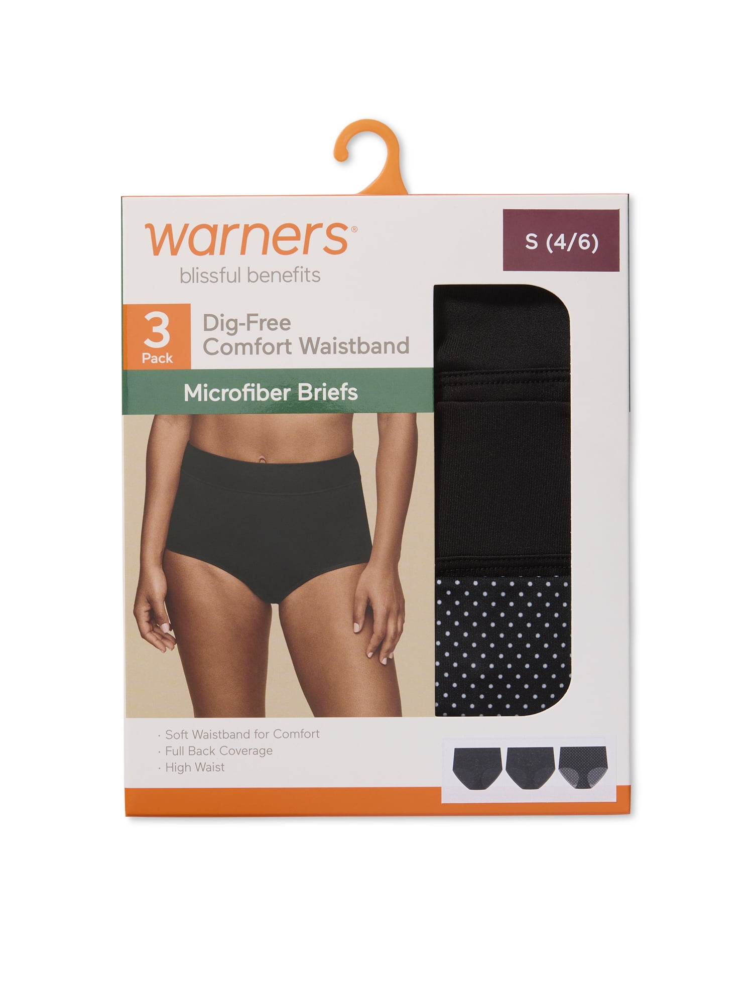 Warners® Blissful Benefits Women's Dig-Free Comfort High Waist Microfiber 3-Pack Brief S-3XL