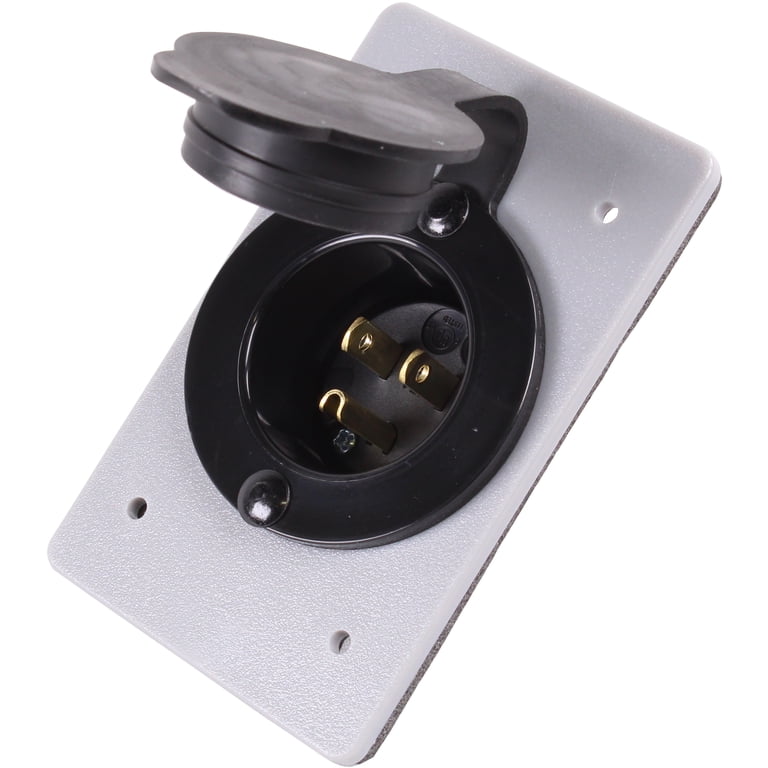 HJP-5278-CWP 15 AMP Straight Blade Flanged Male Power Inlet