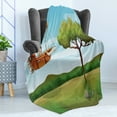 thumbnail image 4 of Explore Soft Flannel Fleece Blanket, Girl and Boy on a Zeppelin Flying on Cartoon Style Forest Fantasy Explorer Children, Cozy Plush for Indoor and Outdoor Use, 50" x 70", Multicolor, by Ambesonne, 4 of 5