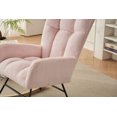 thumbnail image 5 of Modern Nursery Rocking Chair, Faux Fur Fabric Upholstered Glider Rocker with Solid Wood Legs and High Backrest, Comfy Nap Armchair for Bedroom, Living Room, Office, Pink, 5 of 9