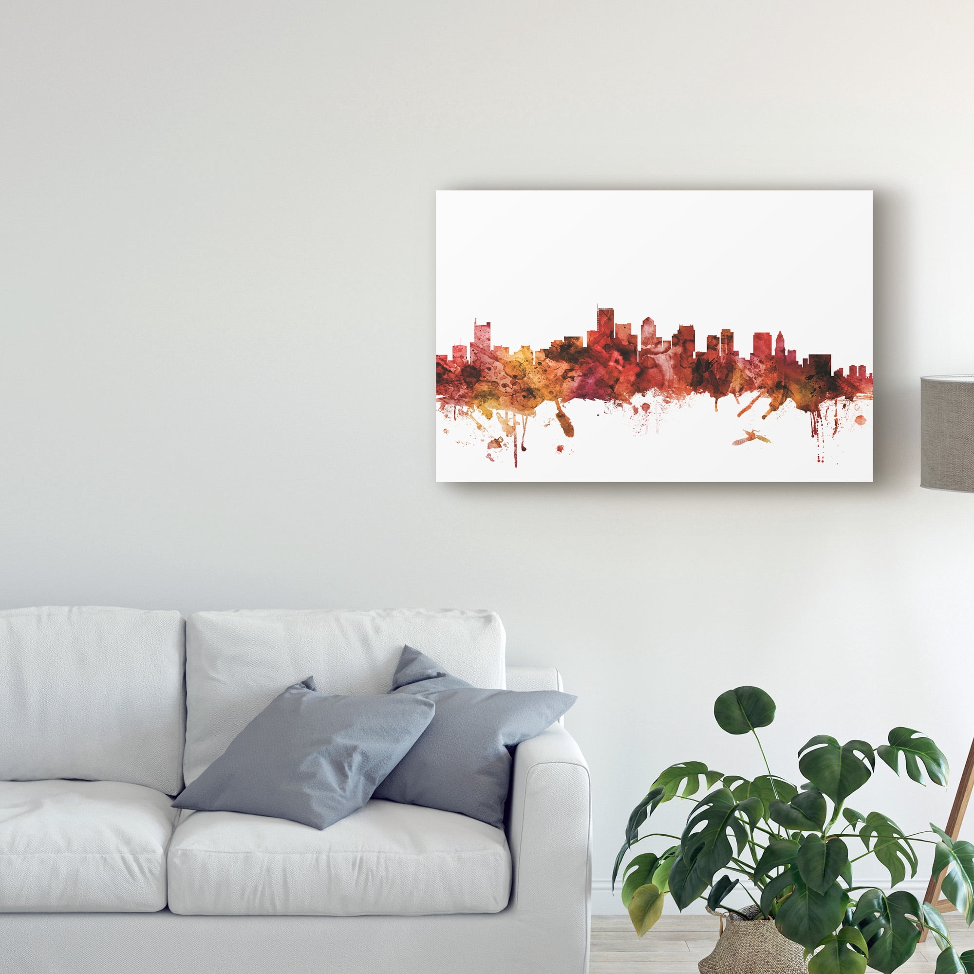 Trademark Fine Art 'Boston Massachusetts Skyline Red' Canvas Art by Michael Tompsett