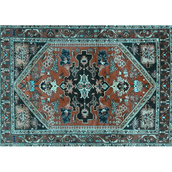 Ahgly Company Indoor Rectangle Persian Light Blue Traditional Area Rugs, 6' x 9'
