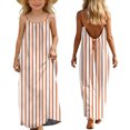 thumbnail image 2 of HBGVBA Girl's Summer Casual Dresses,Sleeveless Strip Midi Sundress,5-14 Years Fashion Striped Loose Spaghetti Strap Maxi Dress with Back Drawstring Casual, 2 of 5
