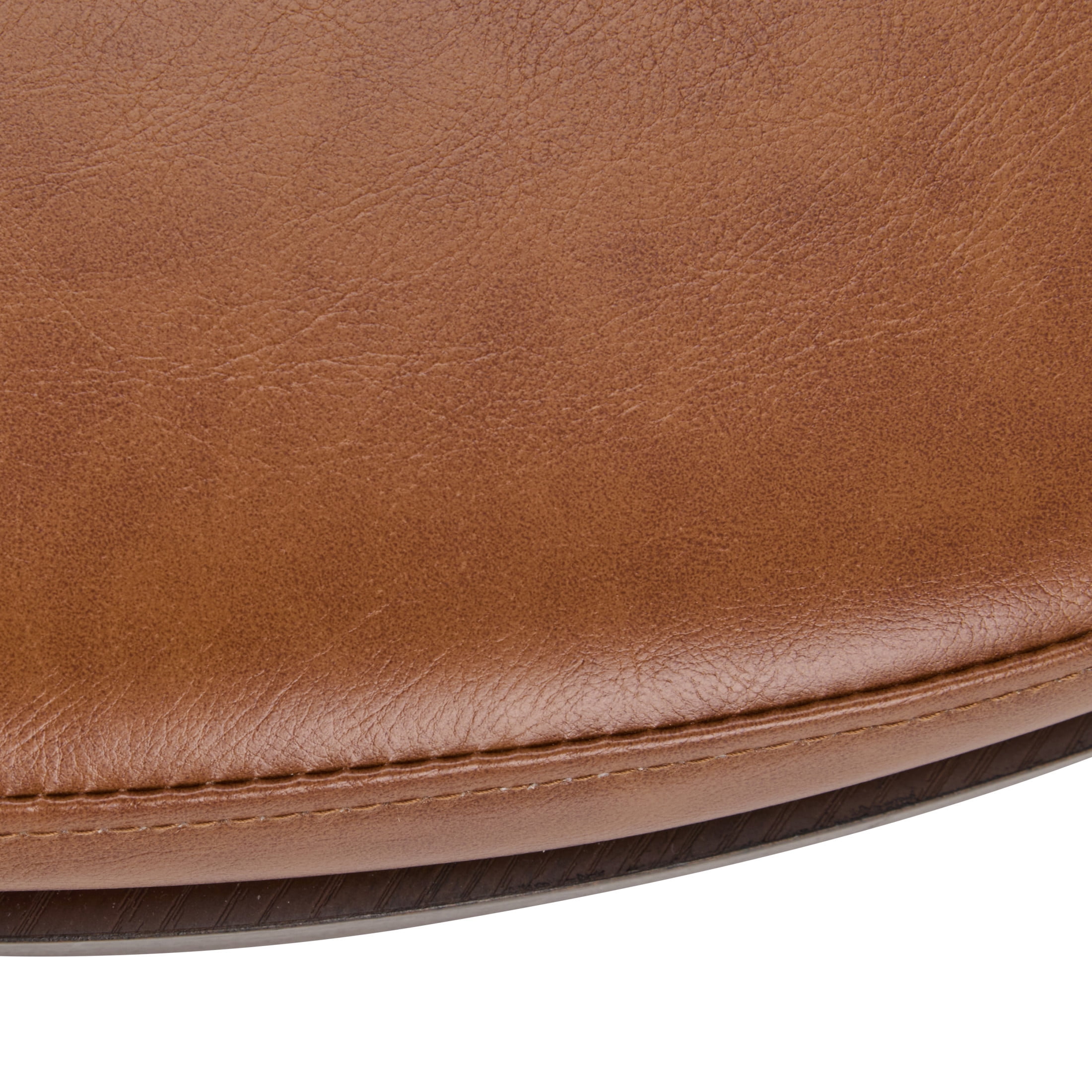 Casual Home 36'' Modern Round Cocktail Ottoman with PU Upholstery and Metal Base, Brown and Black