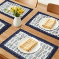 thumbnail image 2 of Unique Bargains Set of 6 Rustic Washable Table Mat Placemats with Lace Trim Blue/Green, 2 of 6