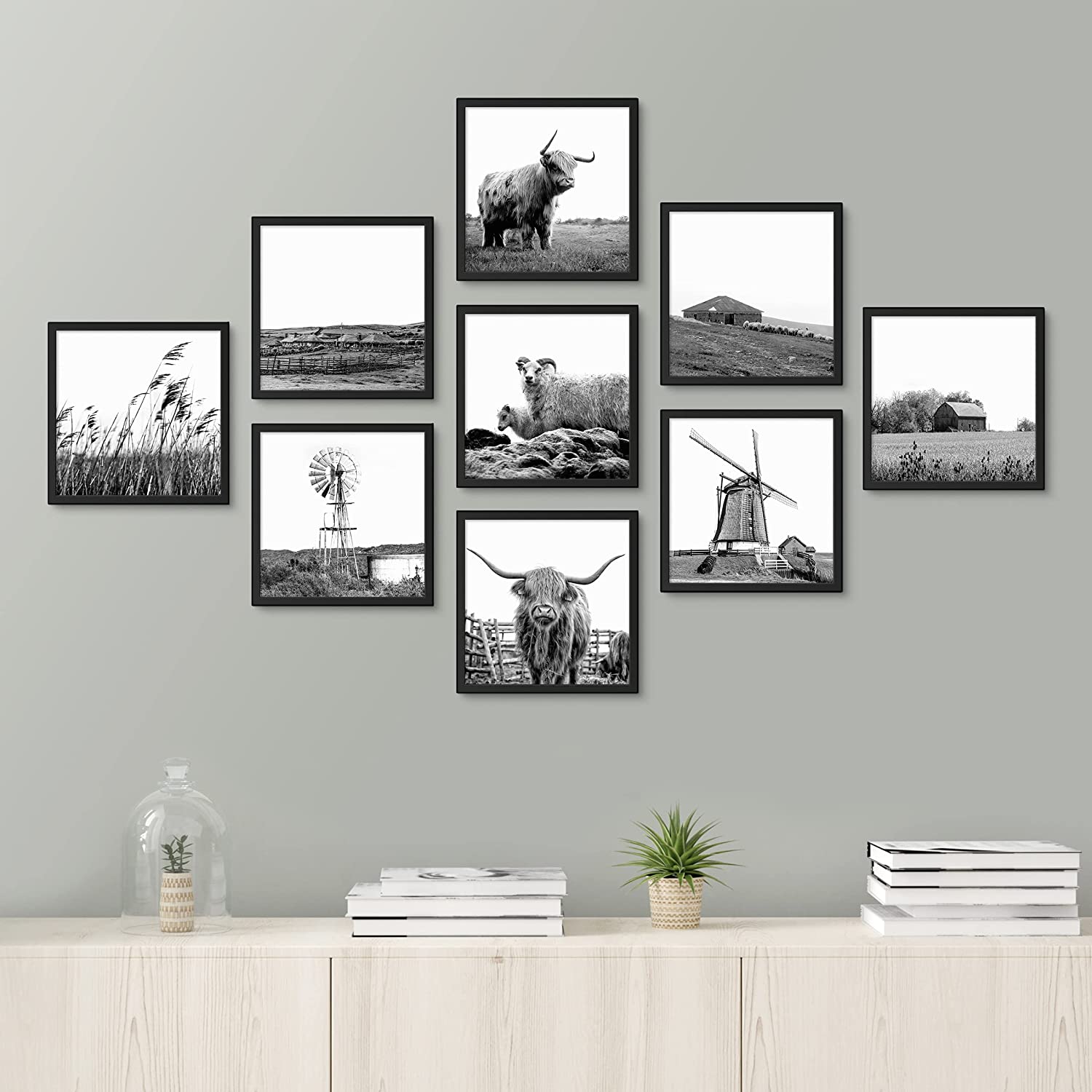 PixonSign 9 Piece 8 x 8 Gallery Wall Art Prints Picture Frame Set for  Home Decor