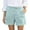 1AG# Cyan, variant on Linen Shorts for Women Summer Plus Size Bermuda High Waist Work Button Wide Leg Khaki Short Twill Chino Casual Ladies Trouser With Pocket 5" Inseam