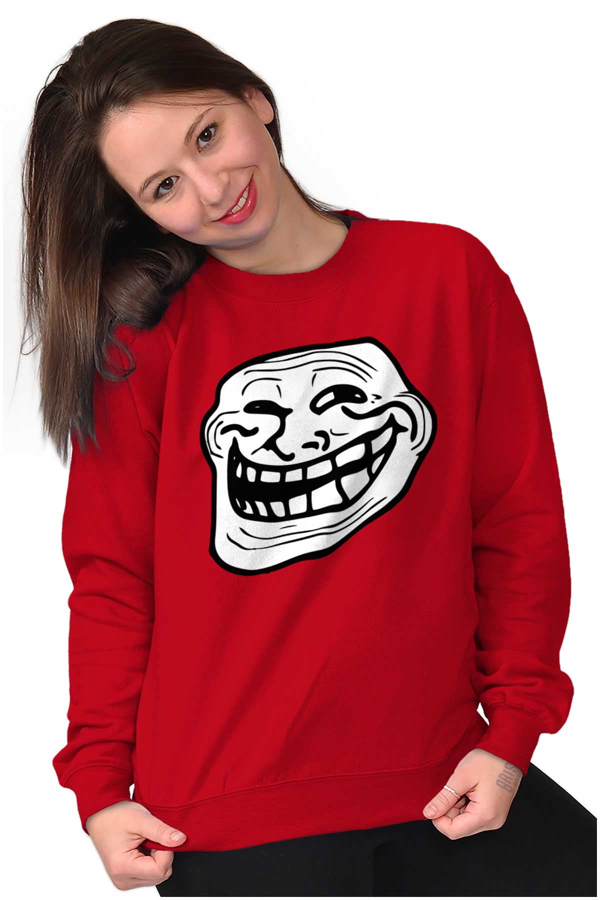 Troll Face Meme Big Smiley Internet Sweatshirt for Men or Women Brisco  Brands X 