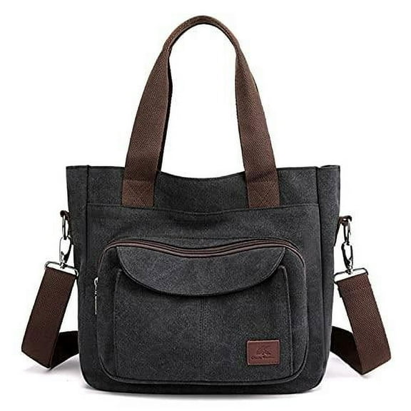 Women's Canvas Tote Purse Shoulder Crossbody Bag Small Handbag Multi-pocket Top Handle Work Bags