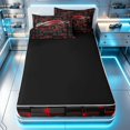 thumbnail image 4 of Erosebridal Sports Car Zipper Twin Comforter Sets with Fitted Sheet and 2 Pillowcases, Neon Cube Zipper Bedding Set, Red Black Cube, Black Reversible, 4 of 7