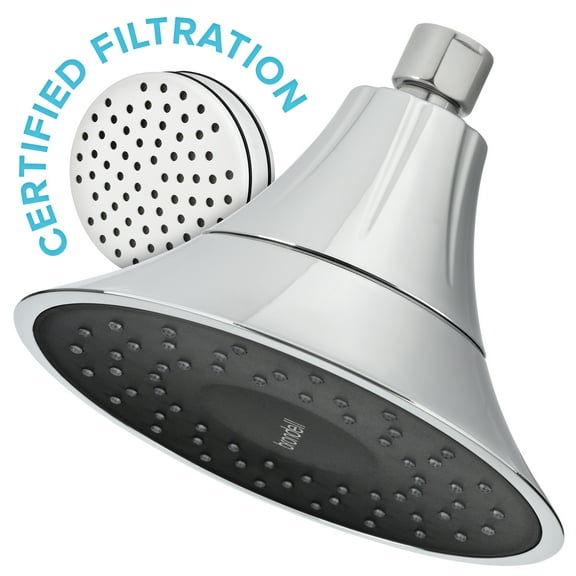 Brondell VivaSpring Filtered Shower Head in Chrome with Obsidian Face, Certified KDF Filtration