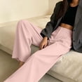thumbnail image 5 of Business Office Slacks Dress Pants For Women Elegant High Rise Pleated Wide Leg Pant Ladies Button Closure Flowy Suit Pant Lightweight Straight Trousers, 5 of 6