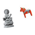 thumbnail image 6 of Dualoai Guan Yin Dala Horse Figurine Sculpture Feng Shui Collectible Female Buddha Dalecarlian Animal Ornament for Indoor Hallway Table Centerpieces Home Decor, 6 of 8