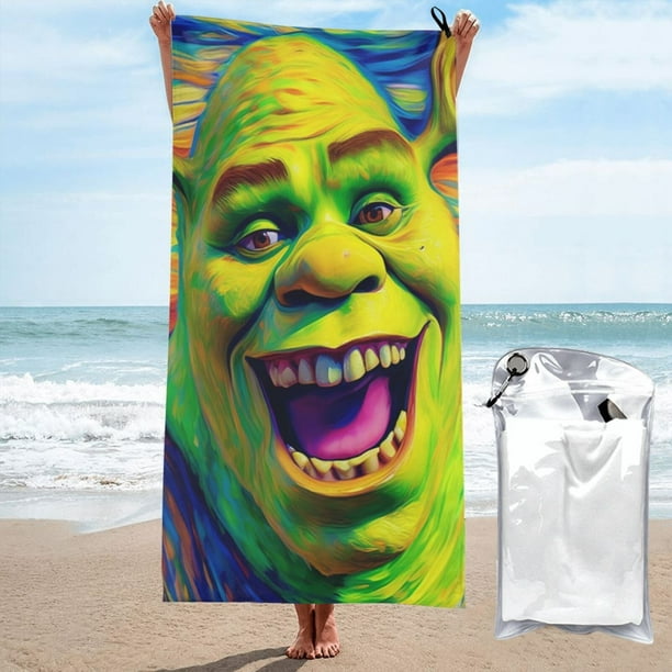 Toallas de playa Shrek, toallas de baño absorbentes y ligeras de secado rápido, toalla de baño de microfibra ultra suave para viajes, playa, gimnasio, camping, yoga, picnics, piscina, 31,5 x 63