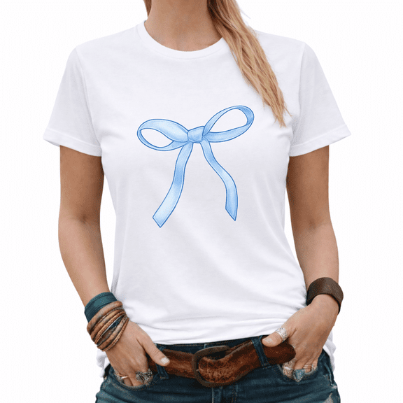 Coquette Light Blue Bow Graphic Tees Womans Tshirt Shirts Black/White S-5XL Tops