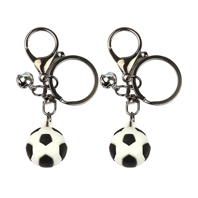 pitrice 2Pcs Keychain Mini Cartoon Key Ring Modern Handmade Girl Exquisite Bag Durable Auto Pendant Decoration Party Gifts Black Football