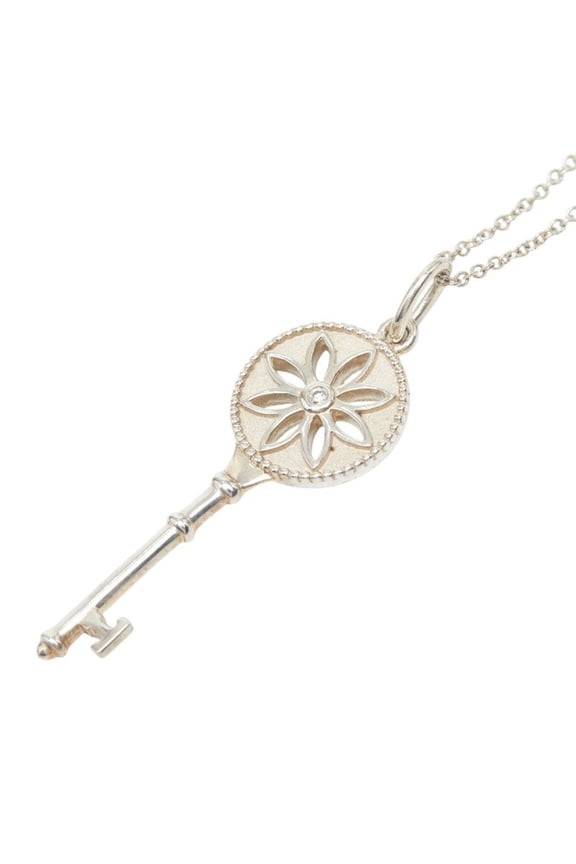 Pre-Owned Tiffany & Co. Daisy Key 1P Diamond Necklace, SV925 Silver, Women's.