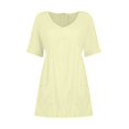 thumbnail image 4 of Sakmal Casual Summer Dresses for Women Ribbed with Pocket Solid Yellow Sleeveless Comfort Fit Mid-Length Shift Dress, 4 of 7
