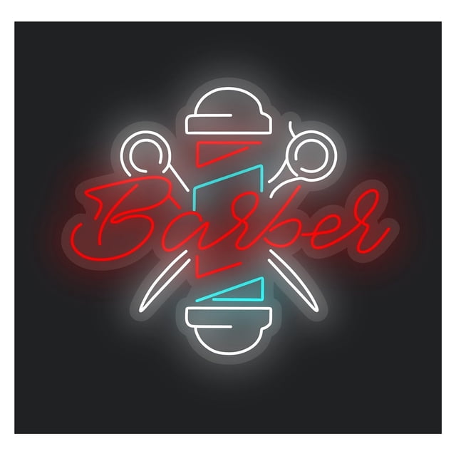 Letrero De Neón LED Para Barbería Con Tijeras Y Navaja, 55cm. Ideal Para Decoración Peluquerías