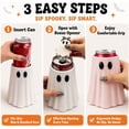 thumbnail image 2 of Halloween Ghost Can Holder with Bottle Opener 3D Printed Beverage Can Sleeve for 12 oz Cans Cute Ghost Figurine Table Decor for Parties Desks & Kitchens, 2 of 7