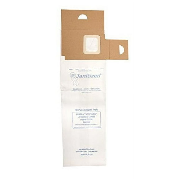 janitized jan-euls-2(3) paper premium replacement commercial vacuum bag fits eureka litespeed models 5700-5739 and 5800-5839 series, powr-flite pf82hf vacuum cleaners, oem# 61820, 63256 & er419 (pack