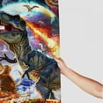 thumbnail image 3 of Fun cat shower curtain, cool cat riding dinosaur in the dreamy Milky Way space children's shower curtain, outer space anime fabric shower curtain, various specifications (including hooks), 3 of 7
