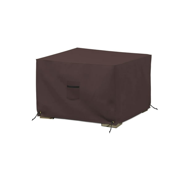 COVERS&ALL Square Ottoman Cover, Heavy Duty 18 Oz Waterproof UV & Weather Resistant Patio Garden Furniture Stool Protector Indoor Outdoor with Air Vents & Drawstrings (34" L x 34" W x 18" H, Coffee)