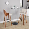 thumbnail image 3 of Stella 30" Mid-Century Modern Fixed-Height Barstool with Swivel in Walnut Wood, Beige Fabric and Square Black Metal Footrest by LumiSource - Set of 2, 3 of 4