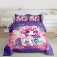 thumbnail image 2 of Castle Fairy Cartoon Animal Unicorn Bedding Comforter Set 2pcs for Preppy Child Girls,Dreamy Princess Twin Comforter Sets Microfiber,Universe Galaxy Breathable Bedding Set,Microfiber Bedroom Decor, 2 of 8