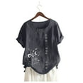 thumbnail image 3 of Pompotops Womens Casual Loose Button Linen Plus Size Daily Boho Tanic T-Shirt Blouse Tops, 3 of 4