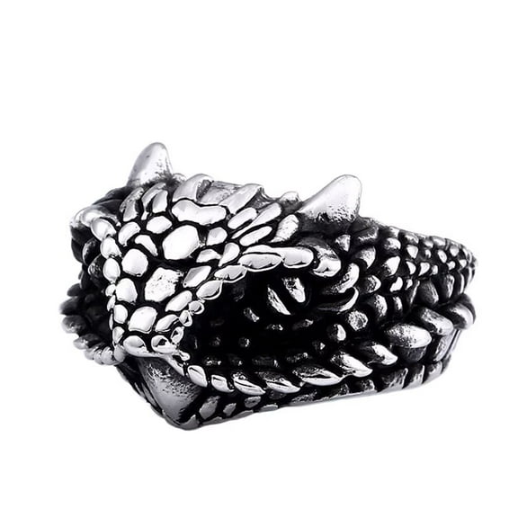 PAURO Men's Stainless Steel Gothic Biker Snake Ring Vintage Open Rings with Pythons Head Size 12