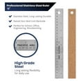 thumbnail image 2 of Unbranded Stainless Steel Metal Ruler with Non-Slip Cork Back, Inch and Metric Graduations, 12 Inch, 2 of 6