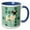 Blue/White, variant on 3drose, Mid-century Modern Pug with Mcm Background Pattern, 11oz Mug