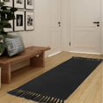 thumbnail image 3 of Seavish Black Kitchen Rugs, 2x4 Washable Bathroom Rug Runner, Cotton Recycled Woven Area Rug, Boho Throw Rugs with Tassles, Braid Farmhouse Accent Carpet for Laundry Porch Entryway Front Door Mat, 3 of 8