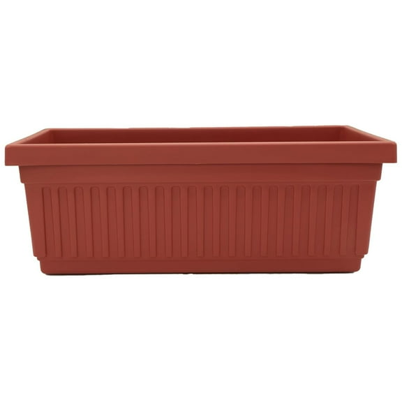 The HC Companies 18-Inch Venetian Window Planter Box with Drain Plug, Clay