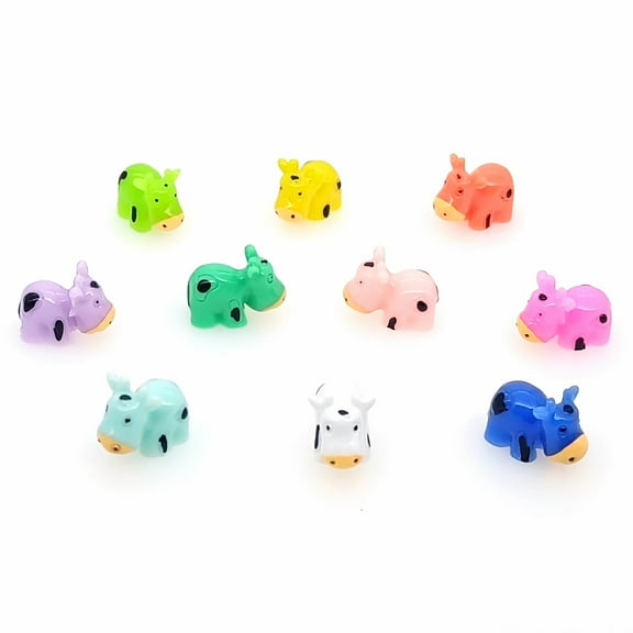 NIBERDA 50 Pcs Mini Cow Figurines, Resin Tiny Cow Animals to Hide for DIY Miniature Garden Decoration