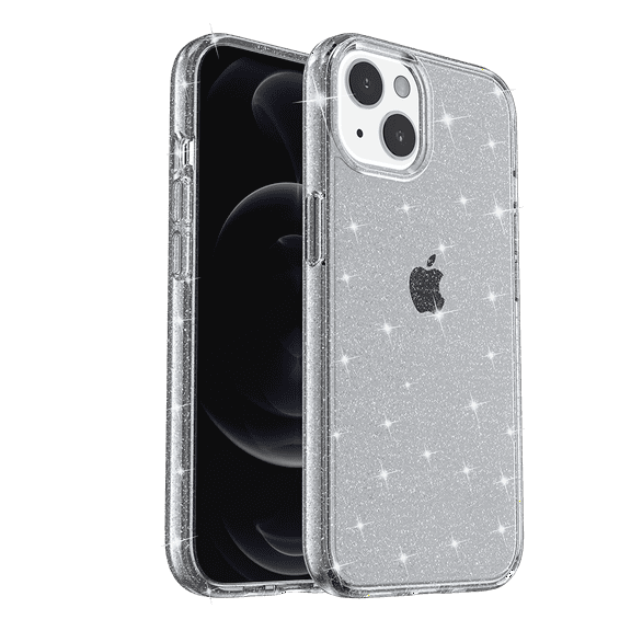 For Apple iPhone 14 (6.1") Transparent Glitter Shiny Sparkle Bling TPU Rubber Hard Back Hybrid Armor Frame Cover ,Xpm Phone Case [ Gray Smoke ]