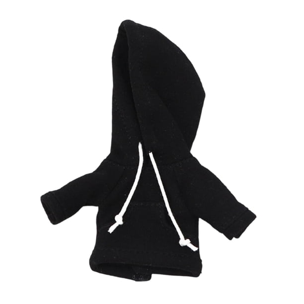 Sudadera con capucha de manga larga, prenda de moda para figuras de acción en miniatura a escala 1:12 Negro