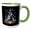 Green/White, variant on 3drose, Frenchie French Bulldog Dog with Merry Christmas Snow, 11oz Two-tone Black Mug