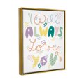 thumbnail image 3 of Stupell Industries Will Always Love You Eccentric Patterned Typography Graphic Art Metallic Gold Floating Framed Canvas Print Wall Art, Design by Dominika Godette, 3 of 6