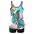 thumbnail image 5 of Women's Two Piece Crochet Tankini Swimsuits Hollow Out Criss Cross Tank Top Tie Side Boyshorts Swimsuit, 5 of 6